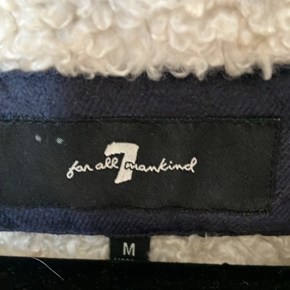 7 For All Mankind: Fog Blue Faux Suede/Shearling Moto Jacket- snap closure- M - Picture 2 of 16